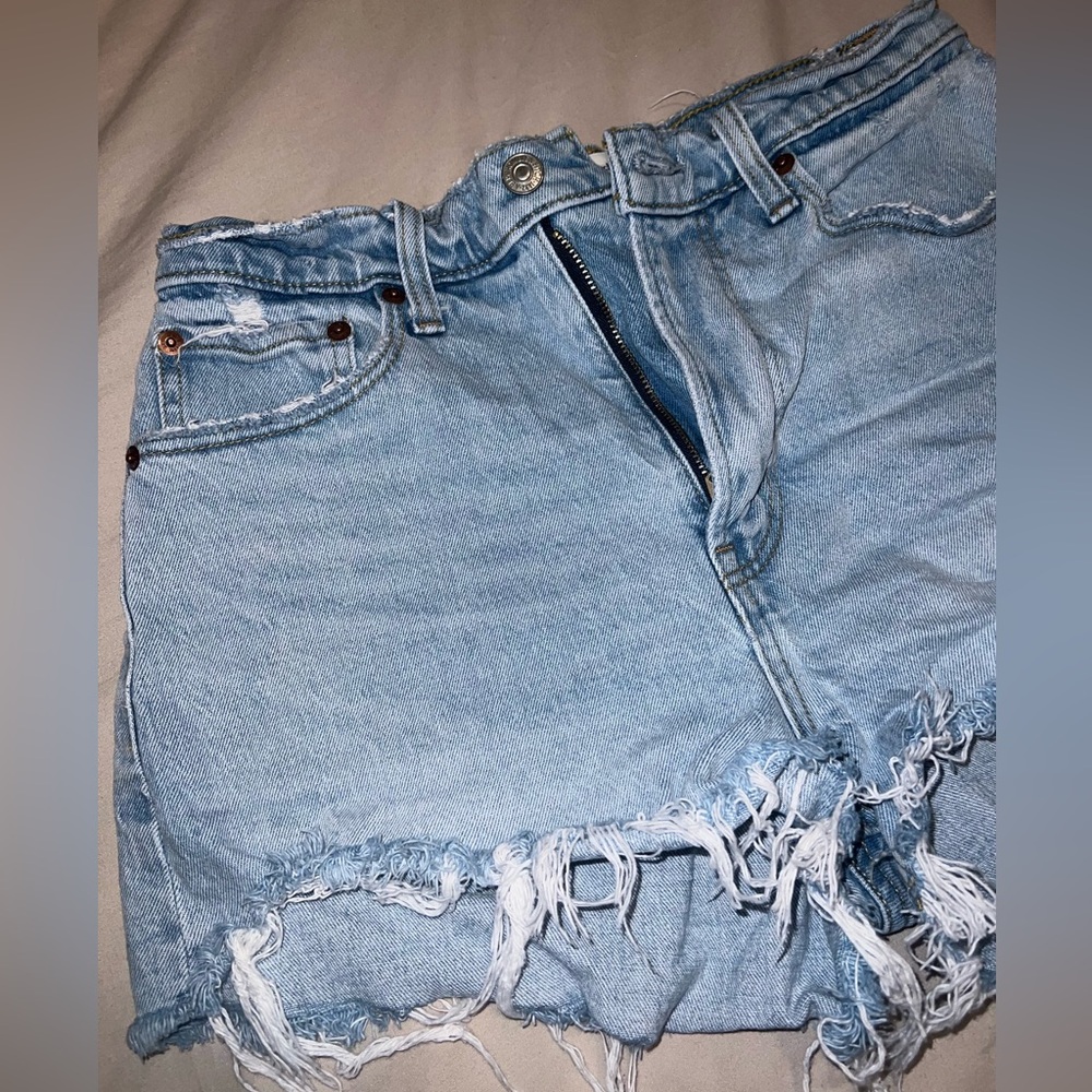 Abercrombie & Fitch Light Blue High Rise Denim Shorts